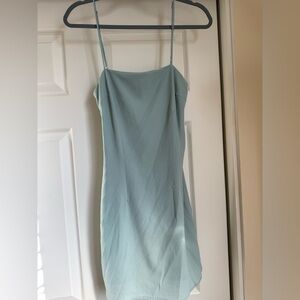 Green open back princess poly dress